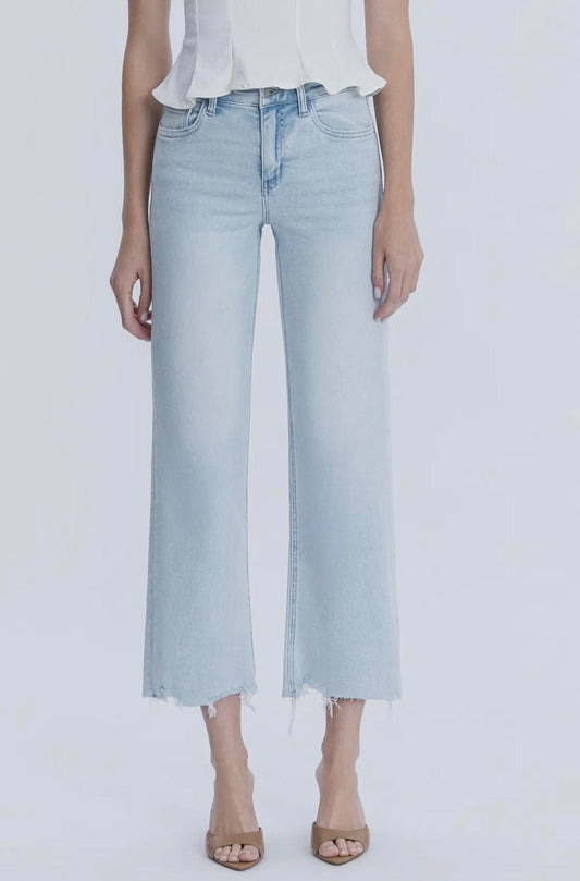 High Rise Light Wash Slim Wide Jeans