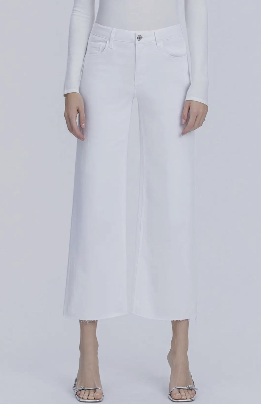 High Rise Optic White Crop Wide Leg  Jeans