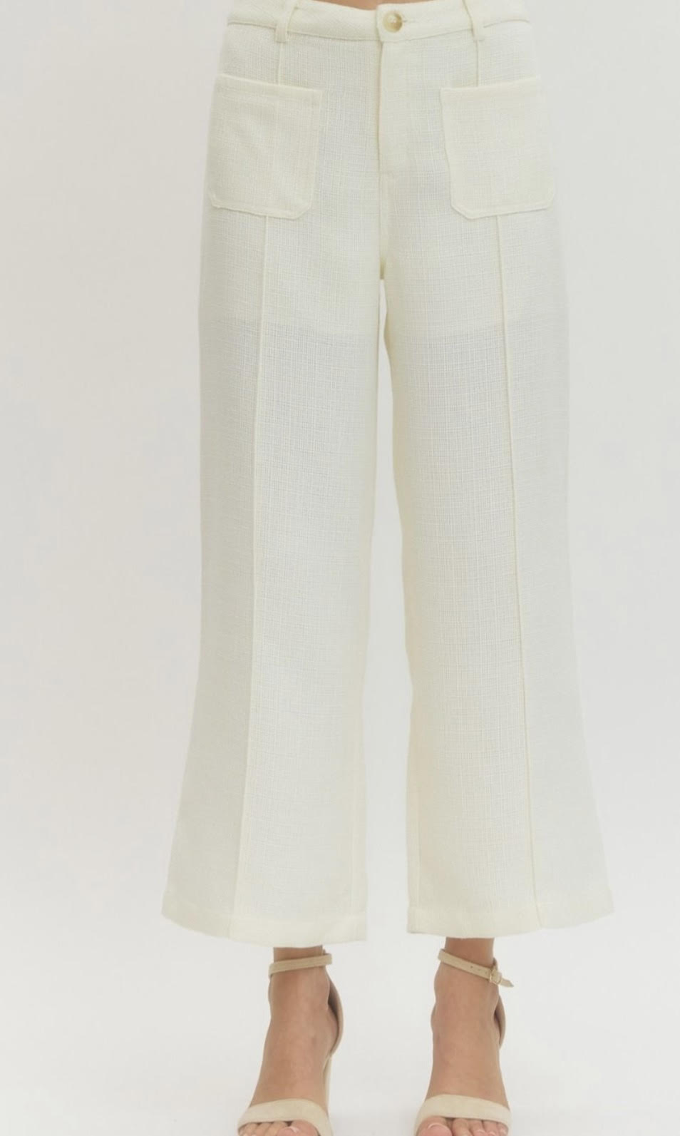 Wide Leg Tweed Pants - Ivory