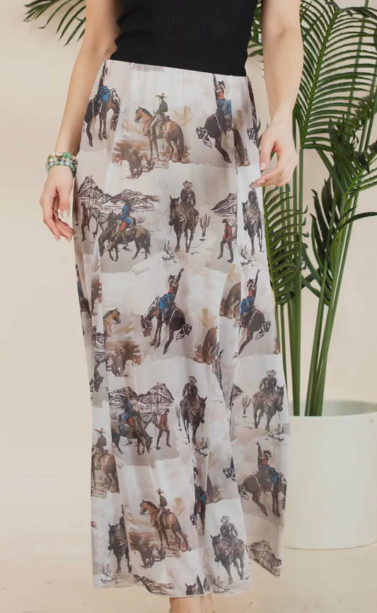 Dear Rodeo Cowboy Print Skirt