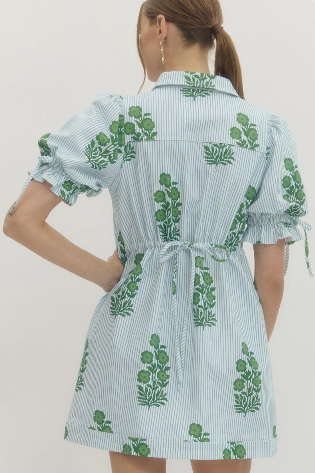 Striped Mini Dress with Floral Print
