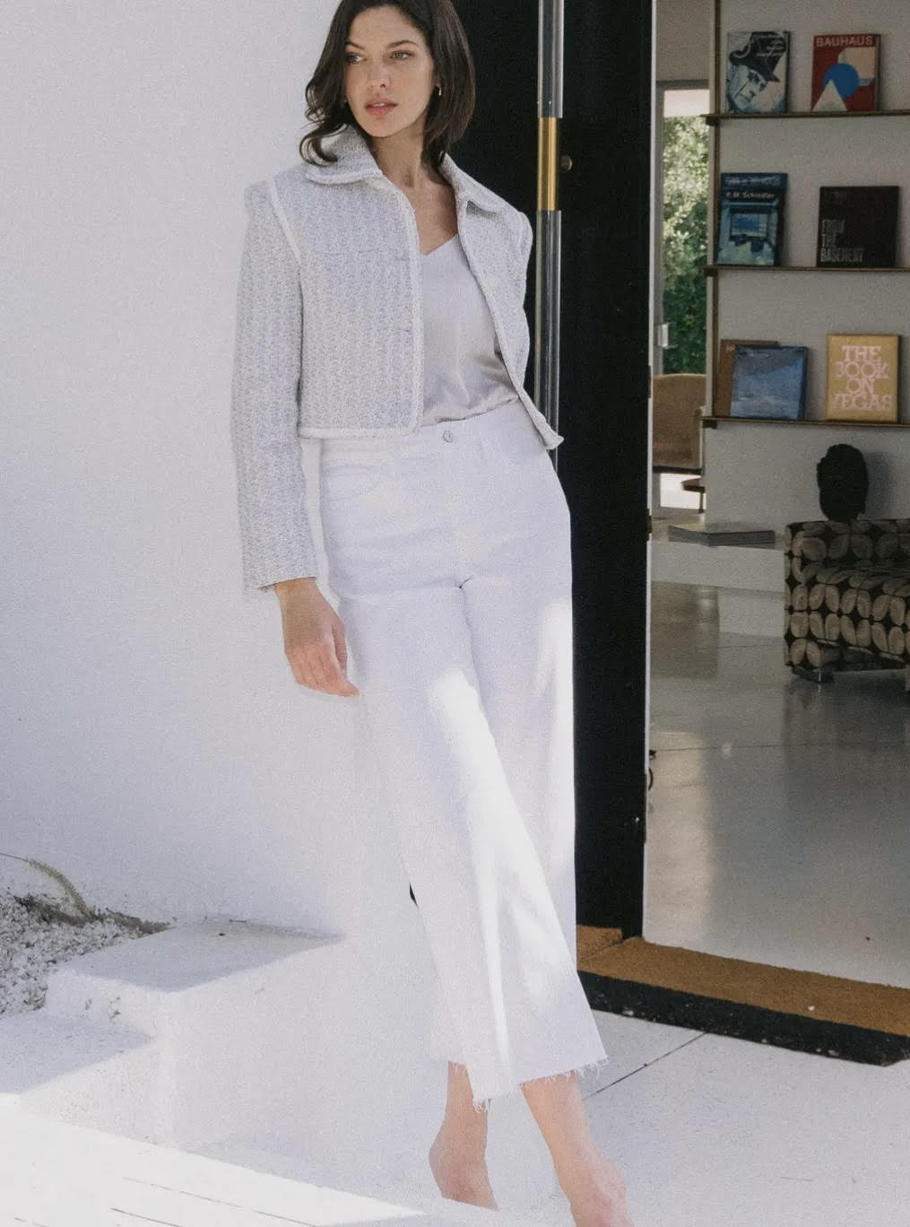 High Rise Optic White Crop Wide Leg  Jeans