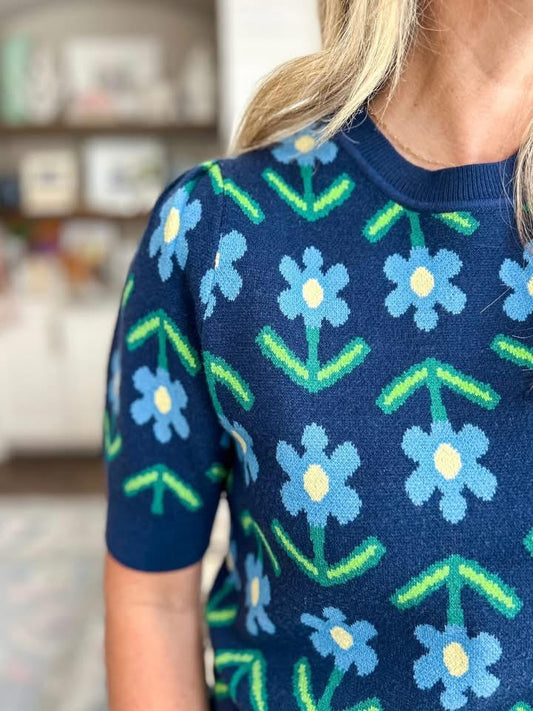 Spring Floral Knit Sweater